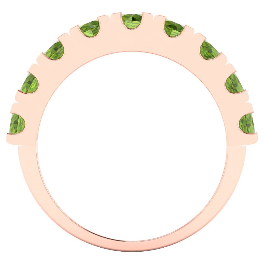 1.53 cttw Natural Peridot Round Cut Rose Gold Eternity Wedding Band