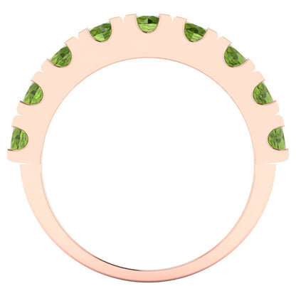 1.53 cttw Natural Peridot Round Cut Rose Gold Eternity Wedding Band