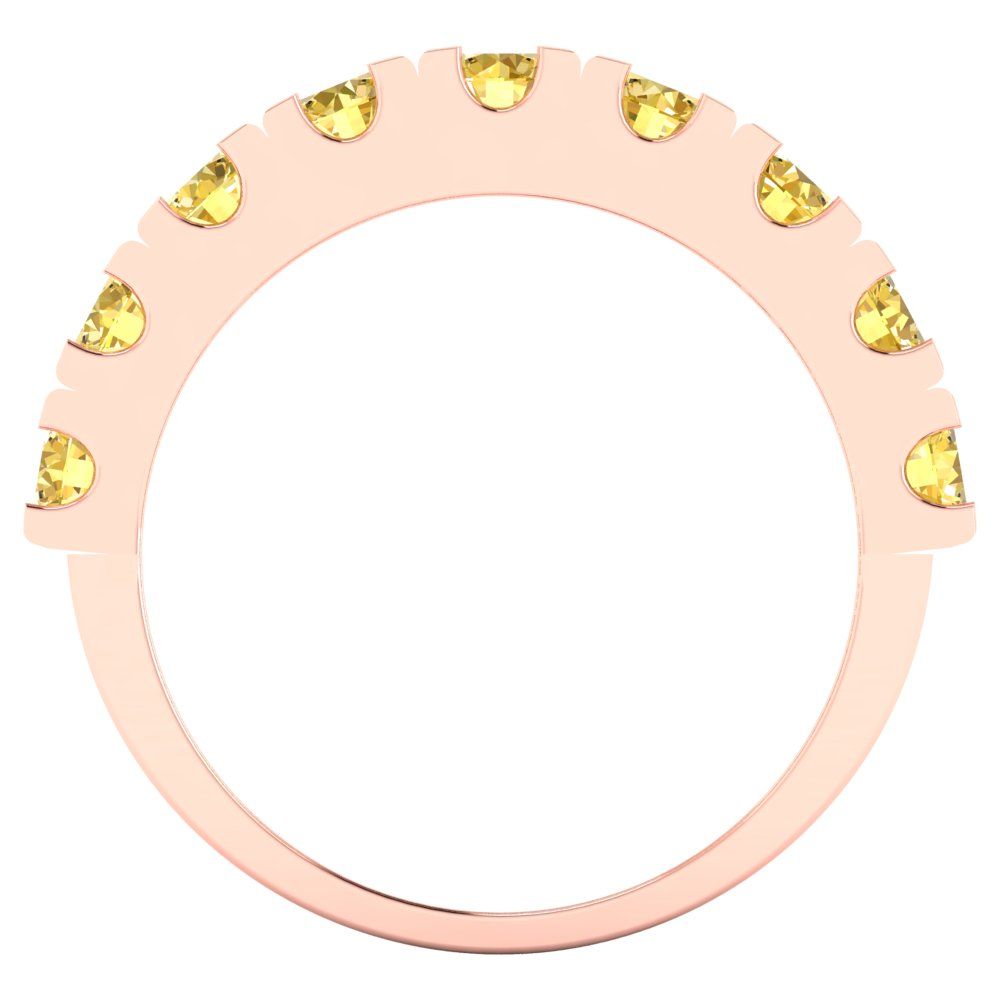 1.53 cttw Natural Citrine Round Cut Rose Gold Eternity Wedding Band
