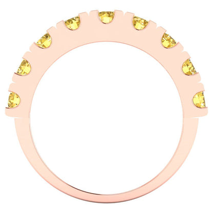 1.53 cttw Natural Citrine Round Cut Rose Gold Eternity Wedding Band