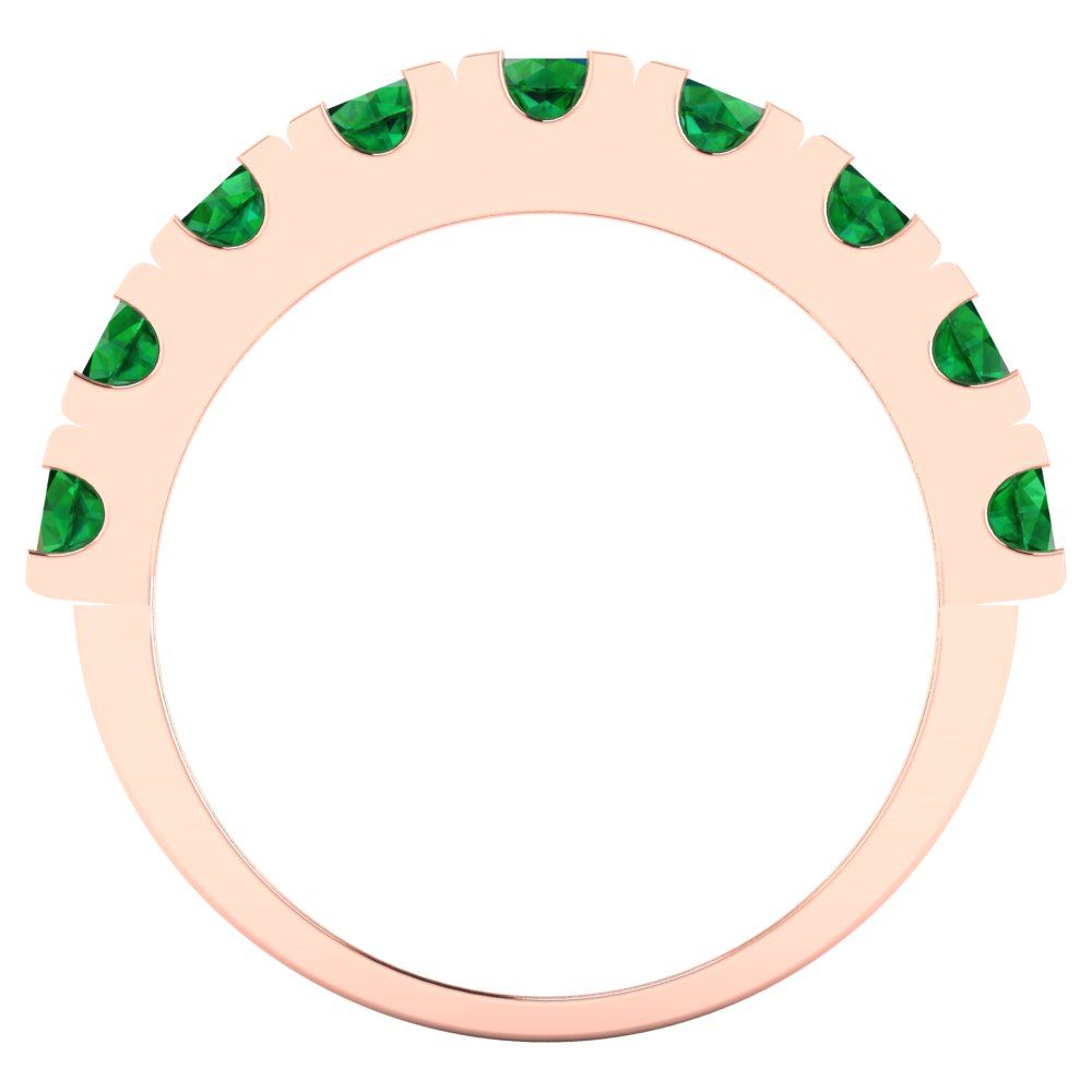 1.53 cttw Simulated Emerald Round Cut Rose Gold Eternity Wedding Band
