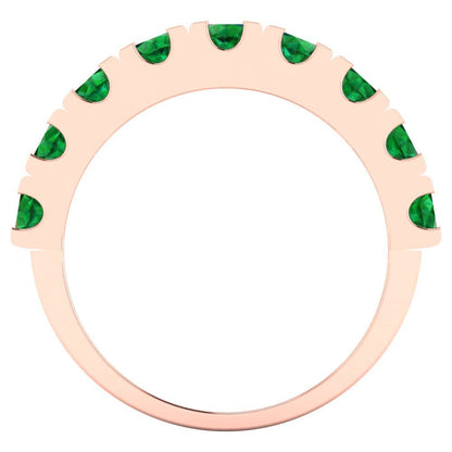 1.53 cttw Simulated Emerald Round Cut Rose Gold Eternity Wedding Band