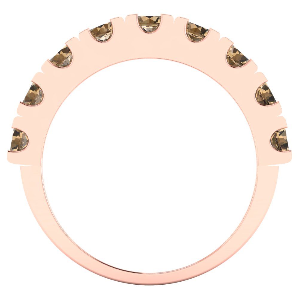 1.53 cttw Simulated Champagne Diamond Round Cut Rose Gold Eternity Wedding Band