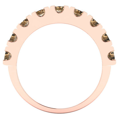 1.53 cttw Simulated Champagne Diamond Round Cut Rose Gold Eternity Wedding Band