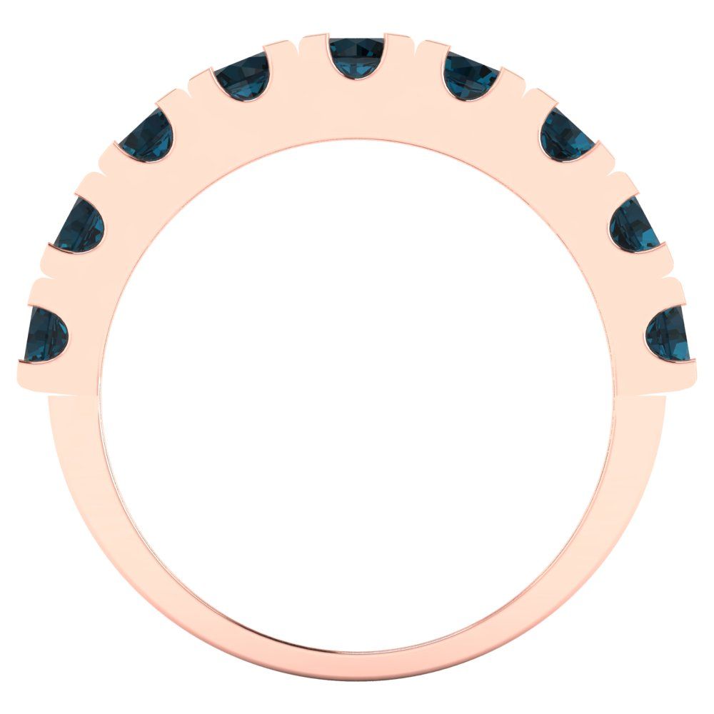 1.53 cttw Natural London Blue Topaz Round Cut Rose Gold Eternity Wedding Band