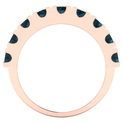1.53 cttw Natural London Blue Topaz Round Cut Rose Gold Eternity Wedding Band
