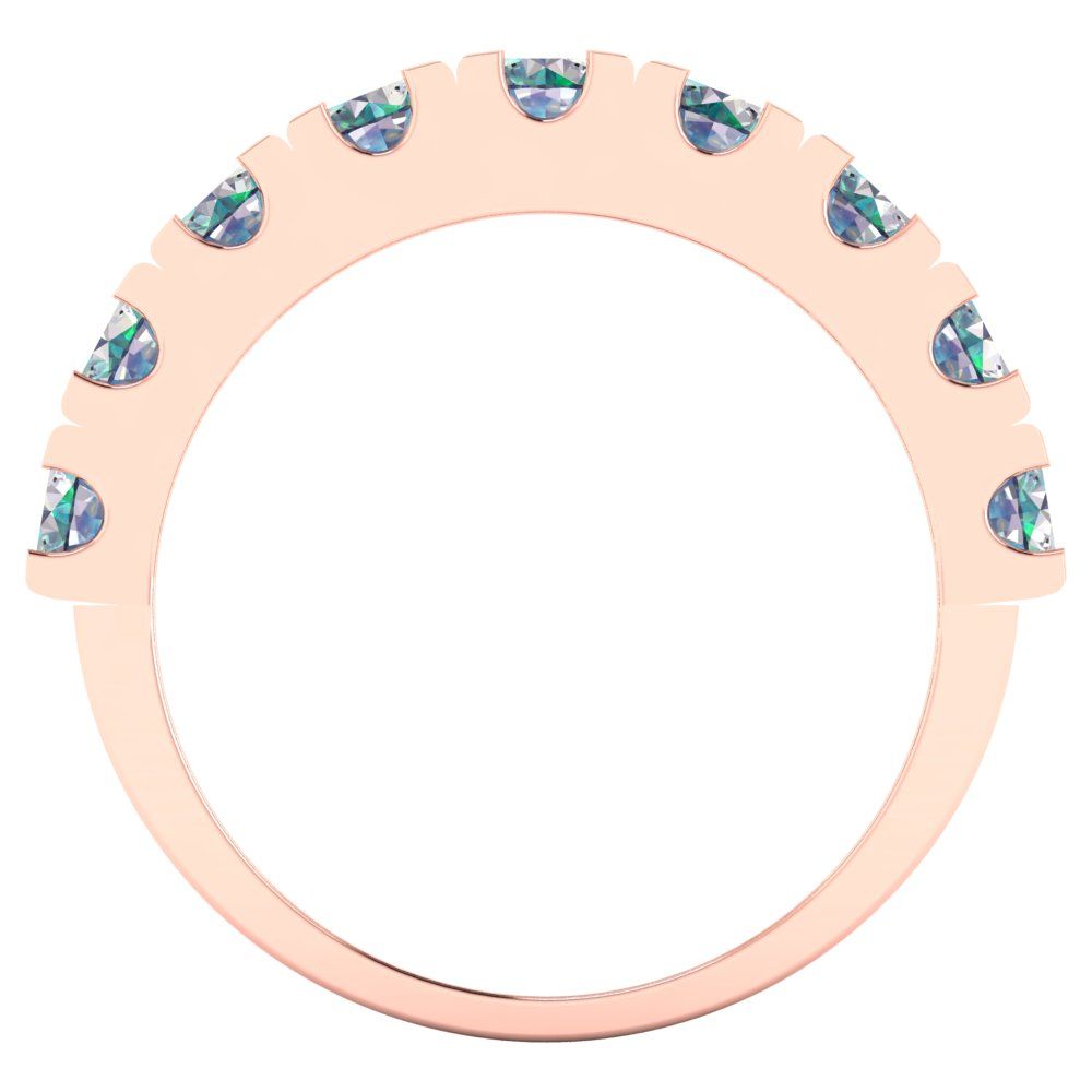 1.53 cttw Blue Moissanite Round Cut Rose Gold Eternity Wedding Band