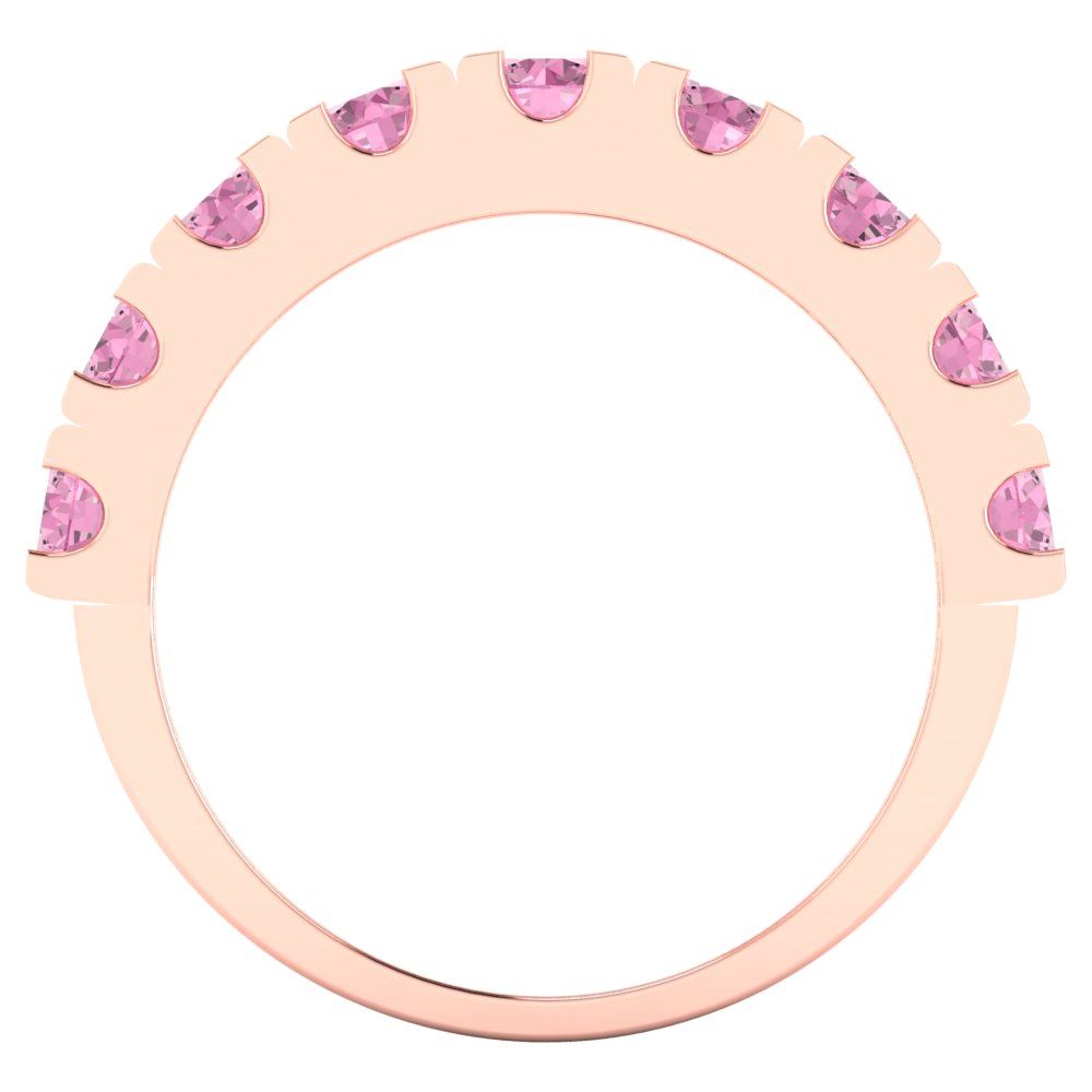 1.53 cttw Simulated Pink Diamond Round Cut Rose Gold Eternity Wedding Band