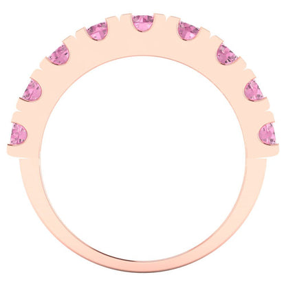 1.53 cttw Simulated Pink Diamond Round Cut Rose Gold Eternity Wedding Band