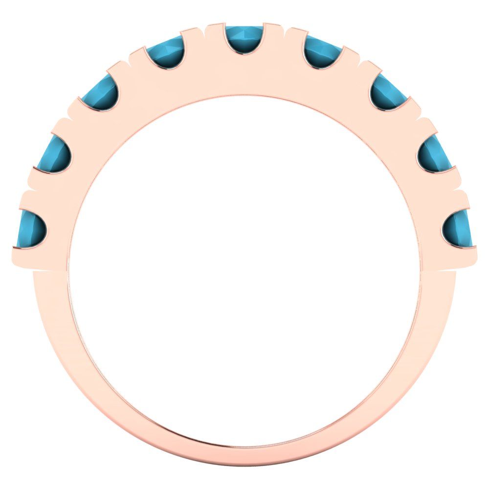 1.53 cttw Simulated Turquoise Round Cut Rose Gold Eternity Wedding Band