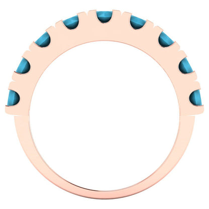 1.53 cttw Simulated Turquoise Round Cut Rose Gold Eternity Wedding Band