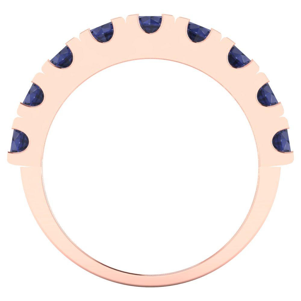 1.53 cttw Simulated Blue Sapphire Round Cut Rose Gold Eternity Wedding Band