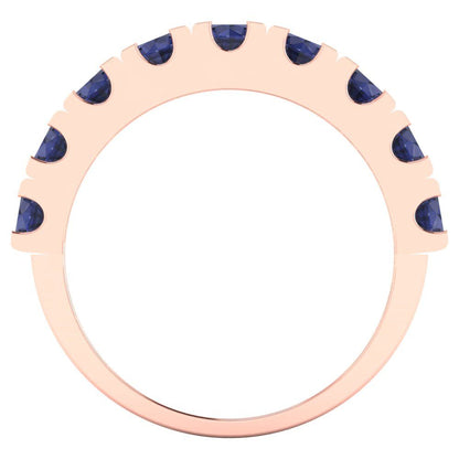 1.53 cttw Simulated Blue Sapphire Round Cut Rose Gold Eternity Wedding Band