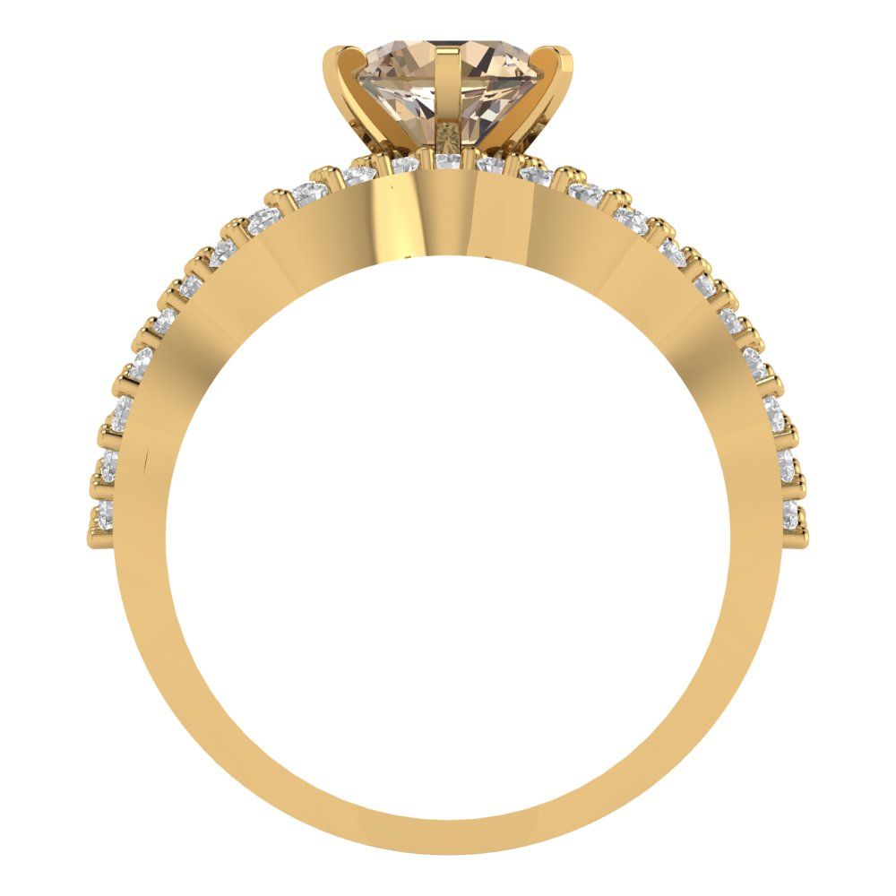 1.57 cttw Round Cut Yellow Moissanite Bridal Set - Solid Yellow Gold  Engagement Ring & Wedding Band