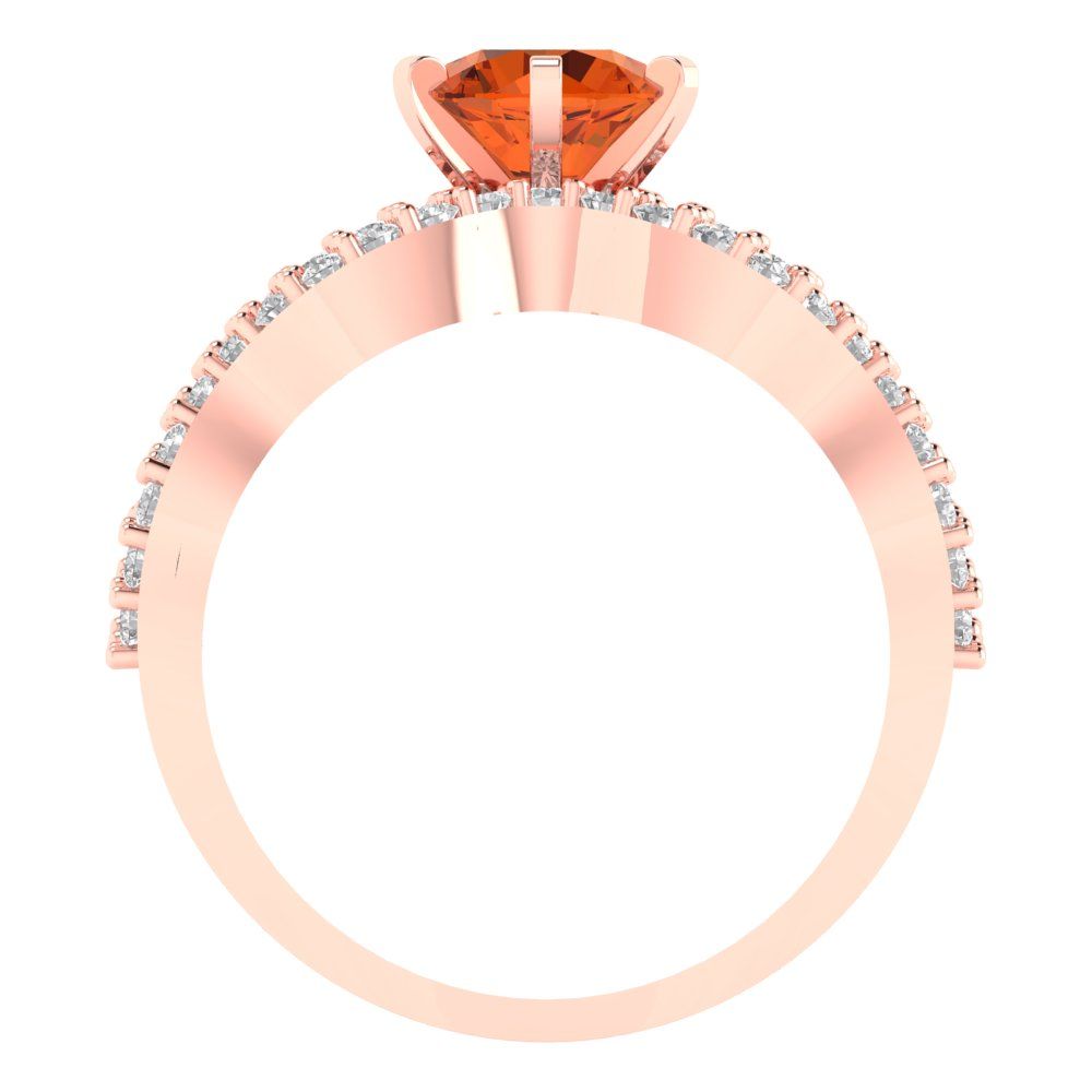 1.57 cttw Round Cut Simulated Red Diamond Bridal Set - Solid Rose Gold Engagement Ring & Wedding Band