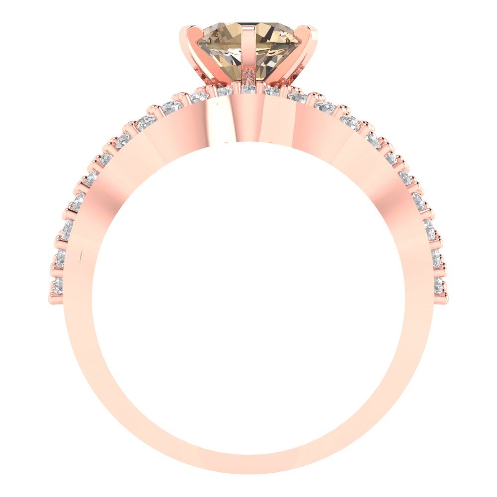 1.57 cttw Round Cut Yellow Moissanite Bridal Set - Solid Rose Gold Engagement Ring & Wedding Band