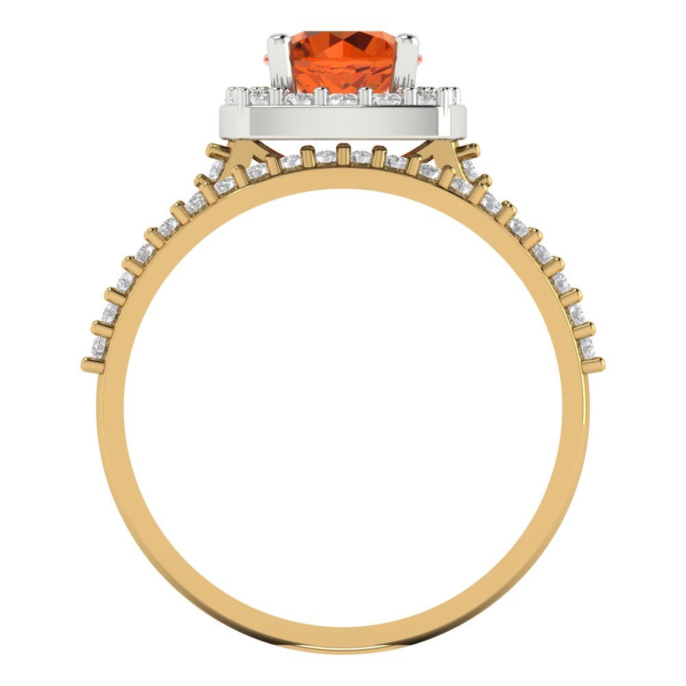 1.495 cttw Round Cut Simulated Red Diamond Bridal Set - Solid Yellow/White Gold Engagement Ring & Wedding Band