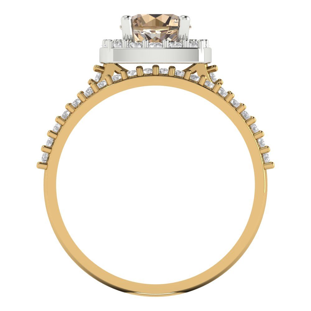 1.495 cttw Round Cut Yellow Moissanite Bridal Set - Solid Yellow/White Gold Engagement Ring & Wedding Band