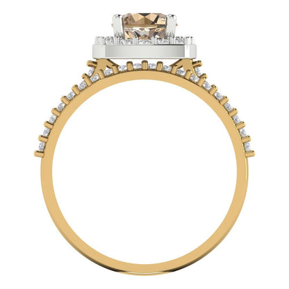 1.495 cttw Round Cut Yellow Moissanite Bridal Set - Solid Yellow/White Gold Engagement Ring & Wedding Band
