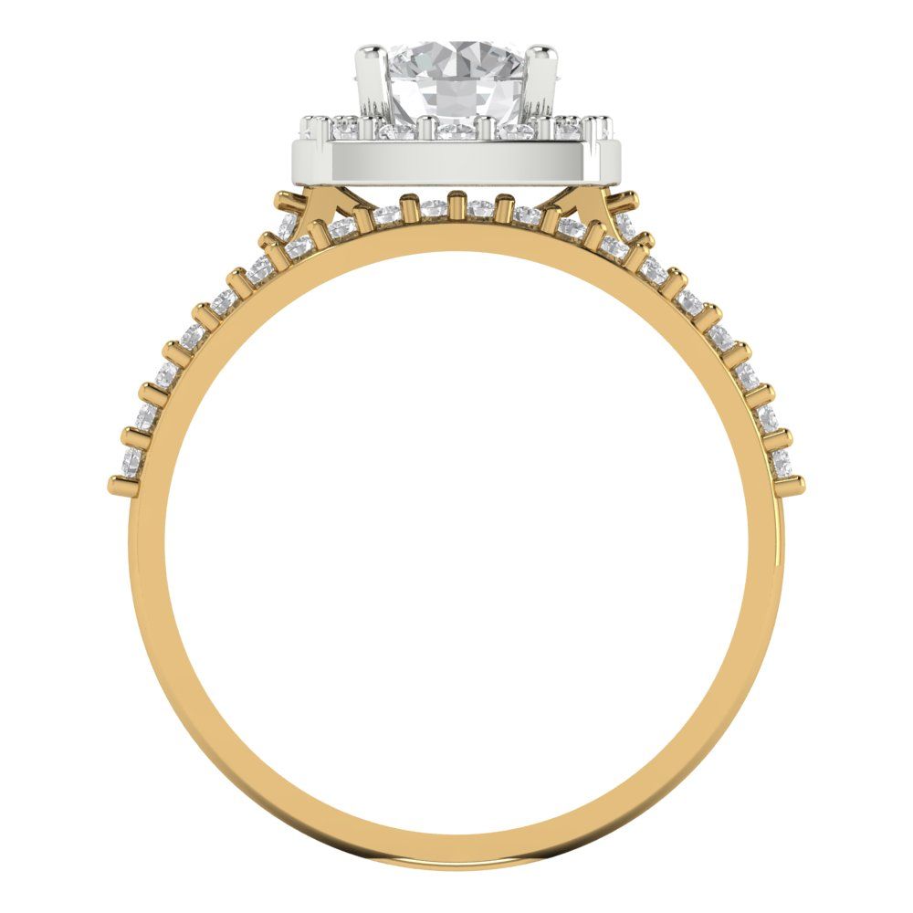 1.495 cttw Round Cut Moissanite Bridal Set - Solid Yellow/White Gold Engagement Ring & Wedding Band