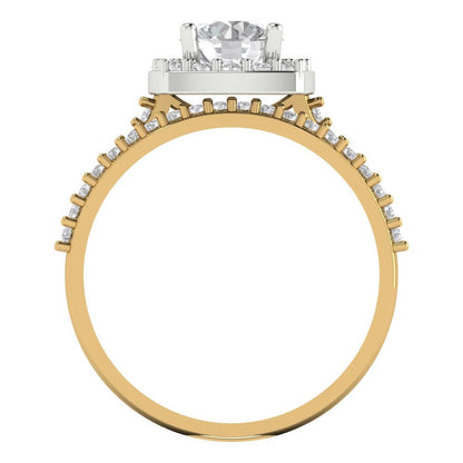 1.495 cttw Round Cut Moissanite Bridal Set - Solid Yellow/White Gold Engagement Ring & Wedding Band