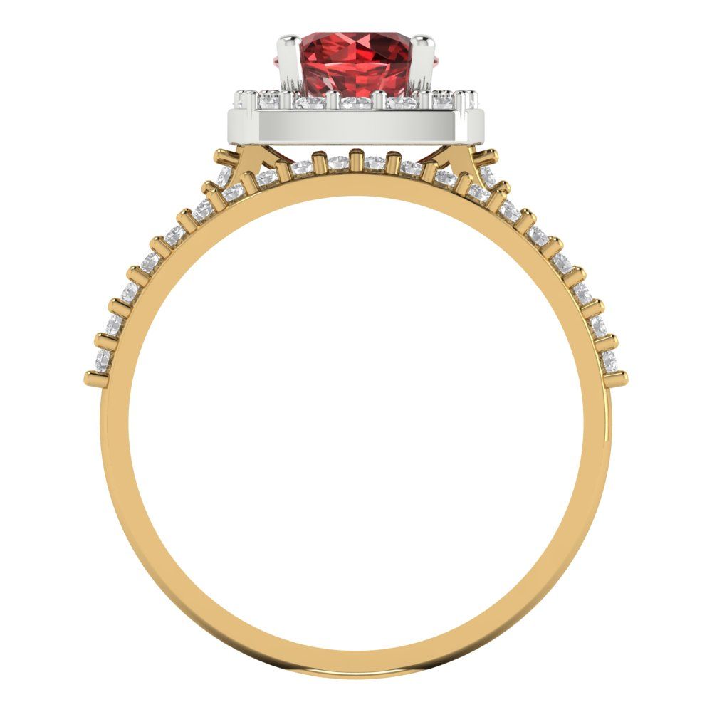1.495 cttw Round Cut Natural Garnet Bridal Set - Solid Yellow/White Gold Engagement Ring & Wedding Band