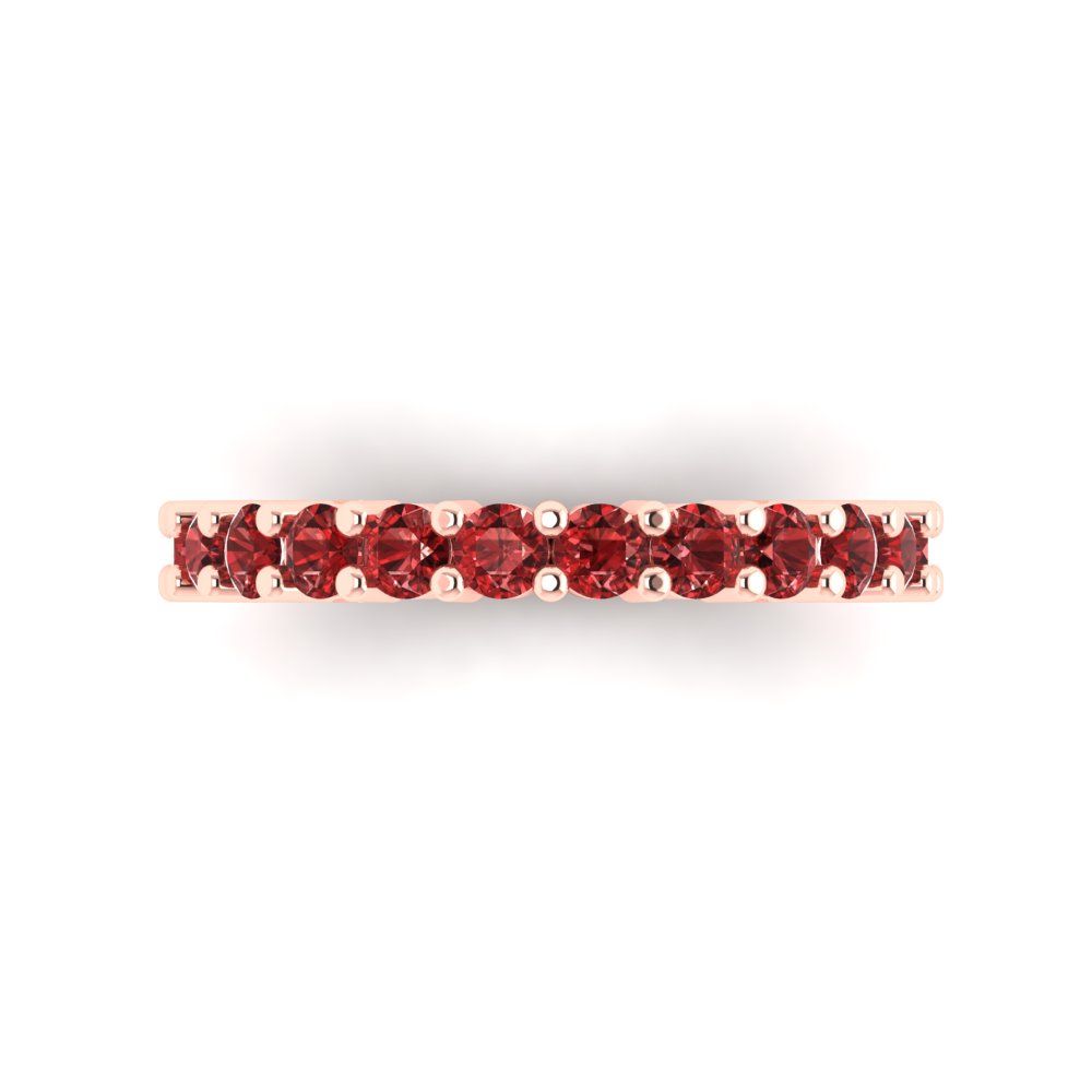 1.44 cttw Natural Garnet Round Cut Rose Gold Eternity Wedding Band