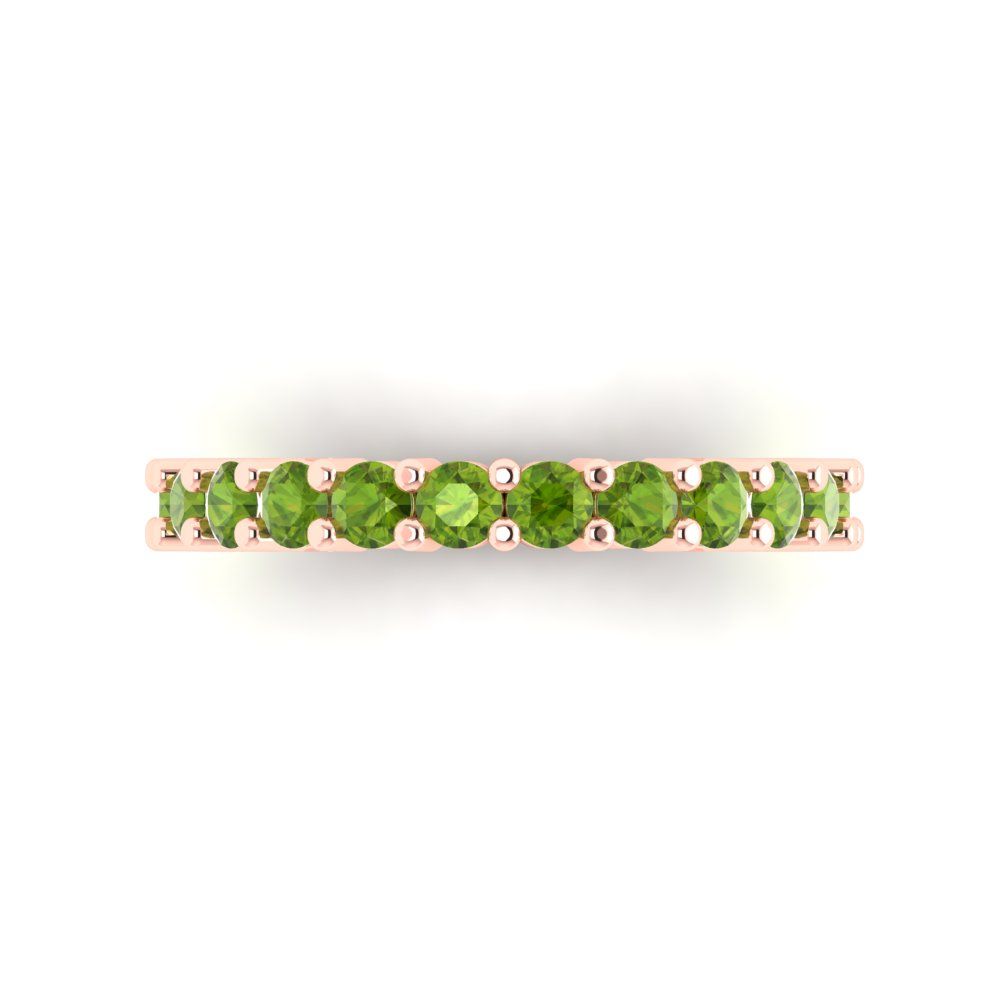 1.44 cttw Natural Peridot Round Cut Rose Gold Eternity Wedding Band