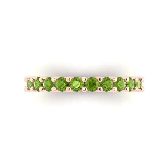 1.44 cttw Natural Peridot Round Cut Rose Gold Eternity Wedding Band