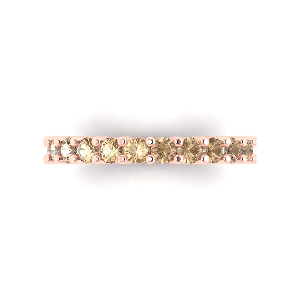 1.44 cttw Yellow Moissanite Round Cut Rose Gold Eternity Wedding Band