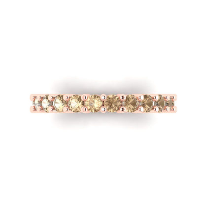 1.44 cttw Yellow Moissanite Round Cut Rose Gold Eternity Wedding Band