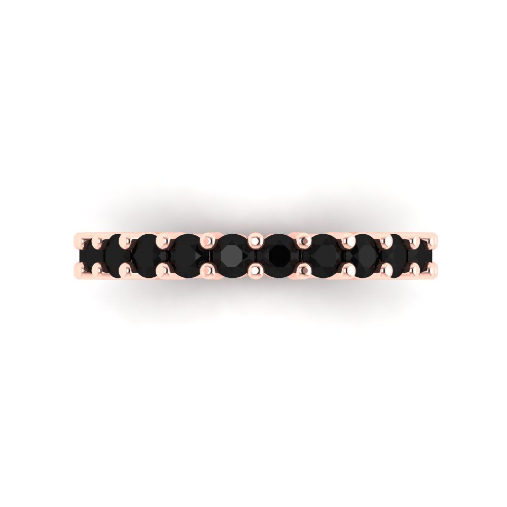 1.44 cttw Natural Onyx Round Cut Rose Gold Eternity Wedding Band