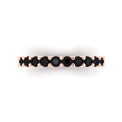 1.44 cttw Natural Onyx Round Cut Rose Gold Eternity Wedding Band
