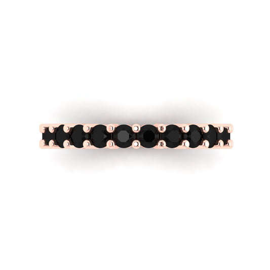 1.44 cttw Natural Onyx Round Cut Rose Gold Eternity Wedding Band
