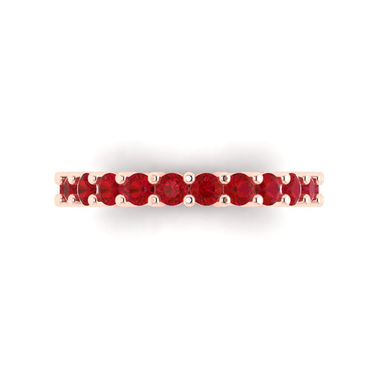 1.44 cttw Simulated Ruby Round Cut Rose Gold Eternity Wedding Band