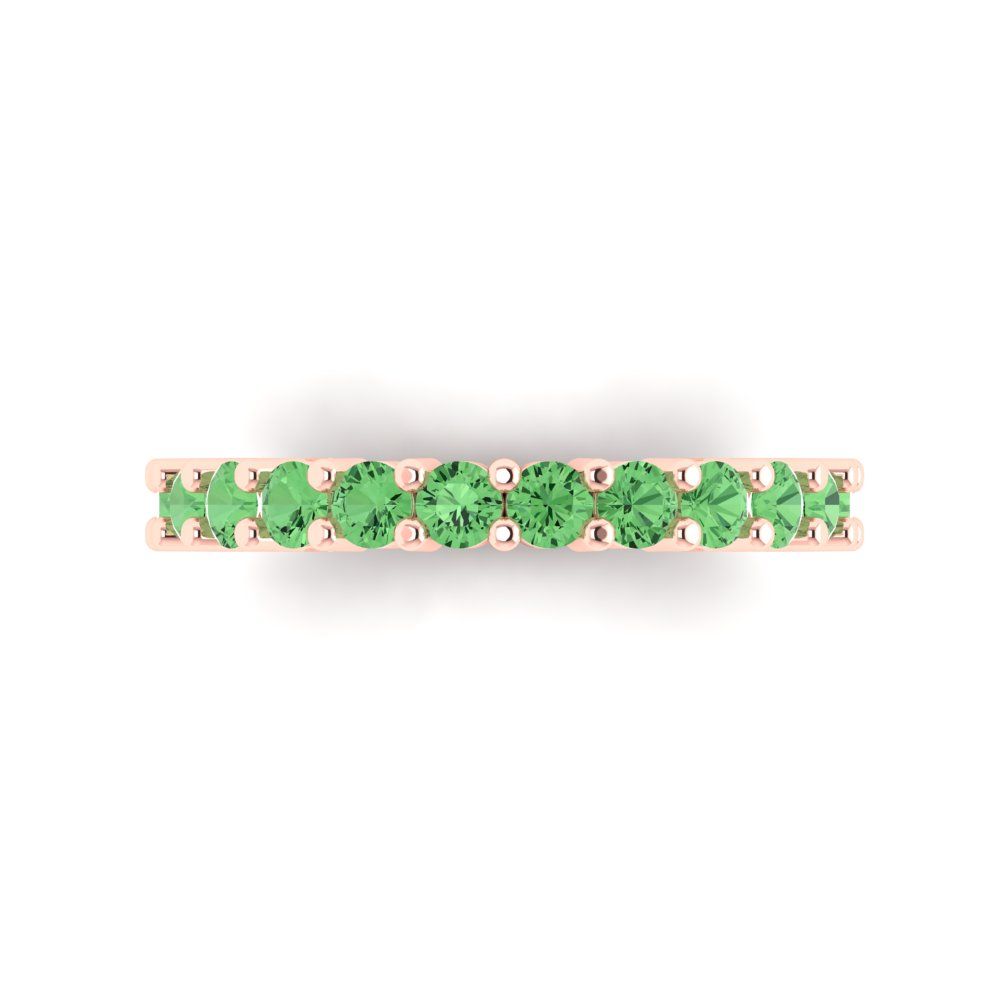 1.44 cttw Simulated Green Diamond Round Cut Rose Gold Eternity Wedding Band