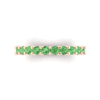 1.44 cttw Simulated Green Diamond Round Cut Rose Gold Eternity Wedding Band