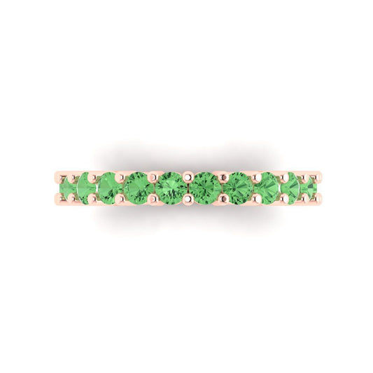 1.44 cttw Simulated Green Diamond Round Cut Rose Gold Eternity Wedding Band
