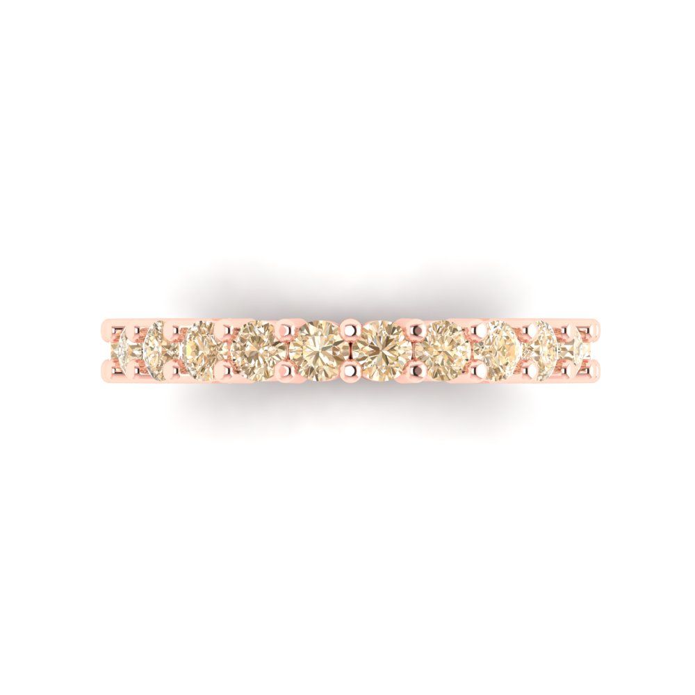 1.44 cttw Natural Morganite Round Cut Rose Gold Eternity Wedding Band