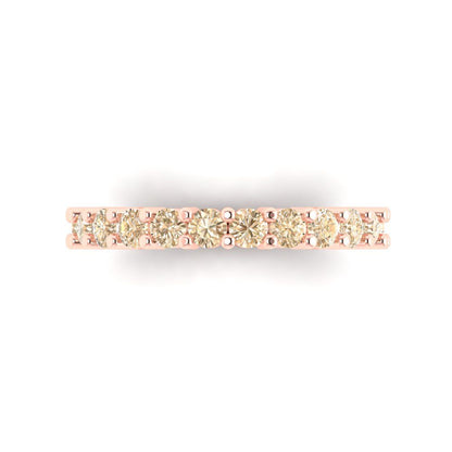 1.44 cttw Natural Morganite Round Cut Rose Gold Eternity Wedding Band