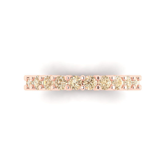 1.44 cttw Natural Morganite Round Cut Rose Gold Eternity Wedding Band