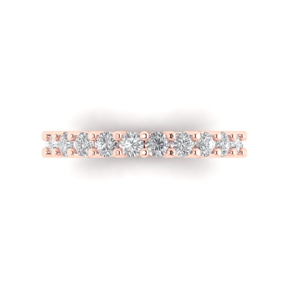 1.44 cttw Moissanite Round Cut Rose Gold Eternity Wedding Band