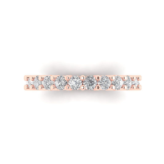 1.44 cttw Moissanite Round Cut Rose Gold Eternity Wedding Band