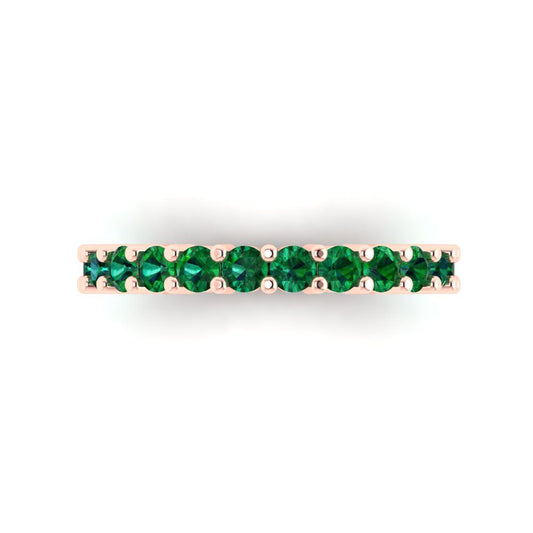 1.44 cttw Simulated Emerald Round Cut Rose Gold Eternity Wedding Band