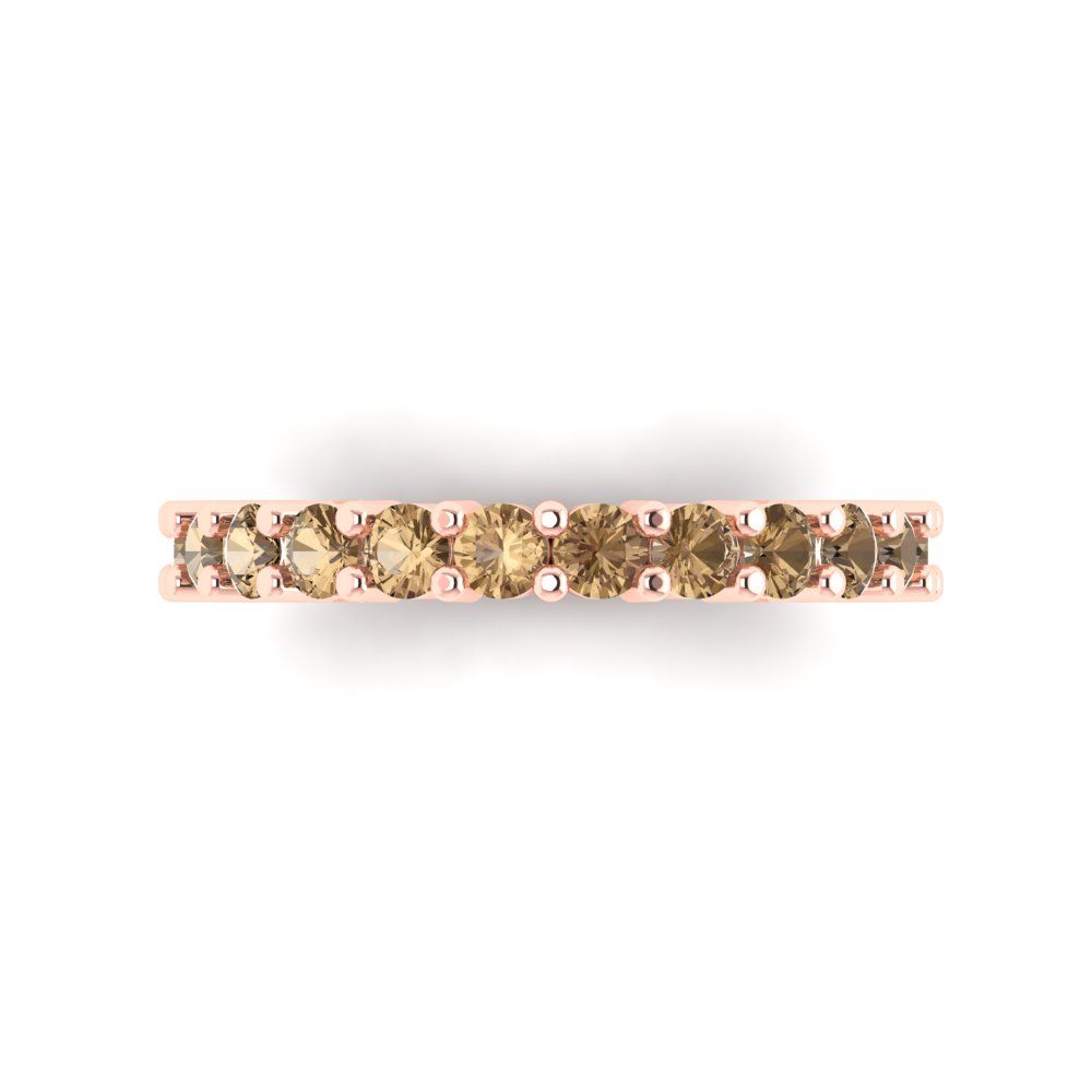 1.44 cttw Simulated Champagne Diamond Round Cut Rose Gold Eternity Wedding Band