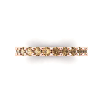1.44 cttw Simulated Champagne Diamond Round Cut Rose Gold Eternity Wedding Band
