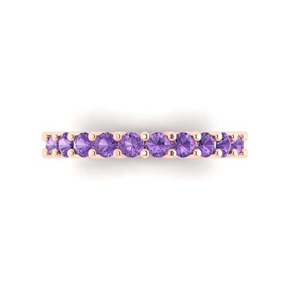 1.44 cttw Simulated Alexandrite Round Cut Rose Gold Eternity Wedding Band