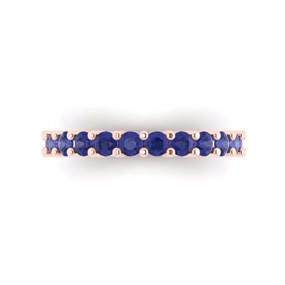 1.44 cttw Simulated Tanzanite Round Cut Rose Gold Eternity Wedding Band