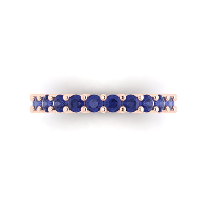1.44 cttw Simulated Tanzanite Round Cut Rose Gold Eternity Wedding Band
