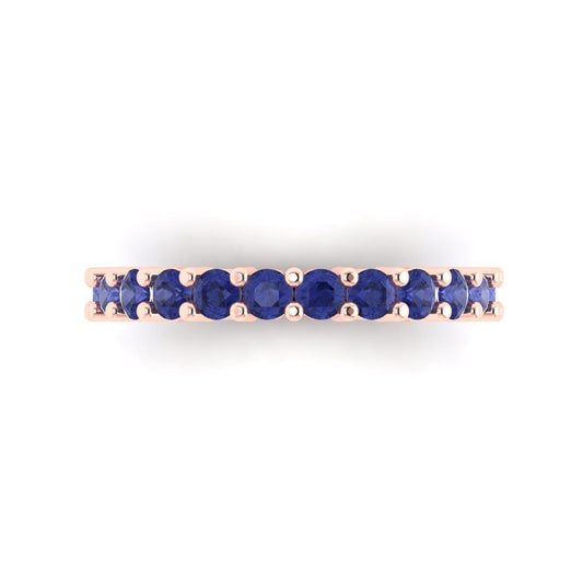 1.44 cttw Simulated Tanzanite Round Cut Rose Gold Eternity Wedding Band